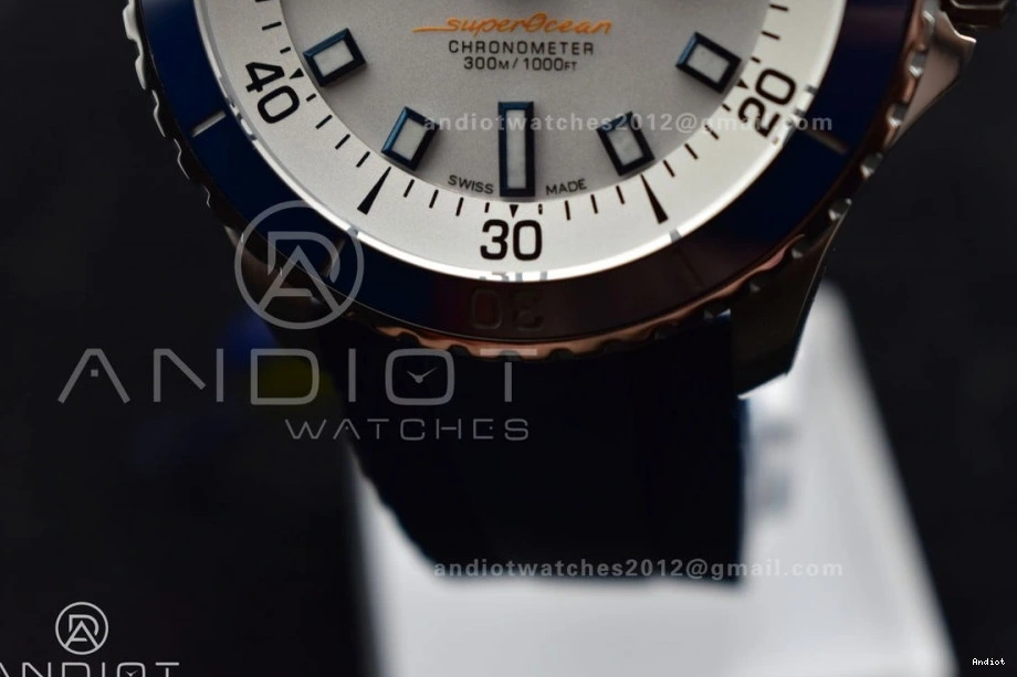 1:1 White Dial A2824 BLSF SS Automatic Strap SuperOcean Edition on 42 Blue Rubber Best 0423